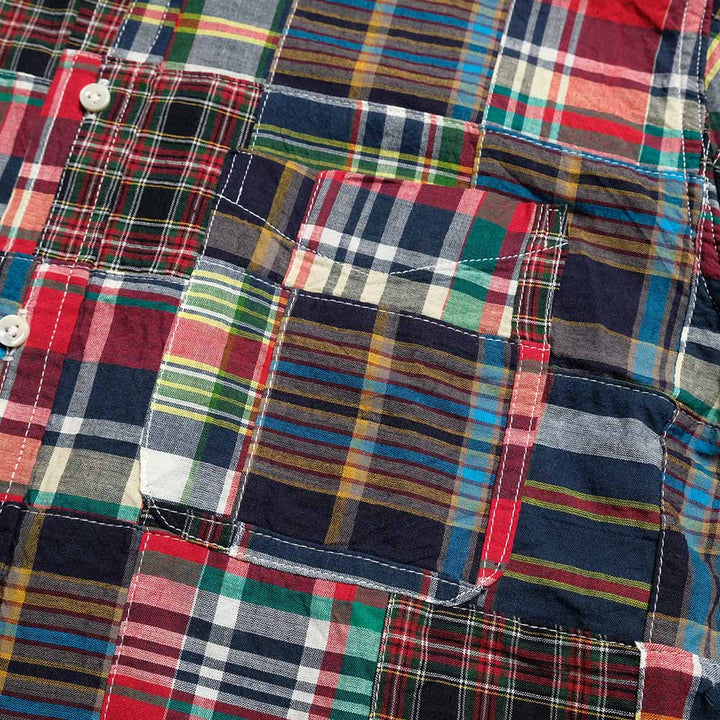 SUGAR CANE - INDIA MADRAS CHECK PATCHWORK BUTTON DOWN SHIRT - SC29736