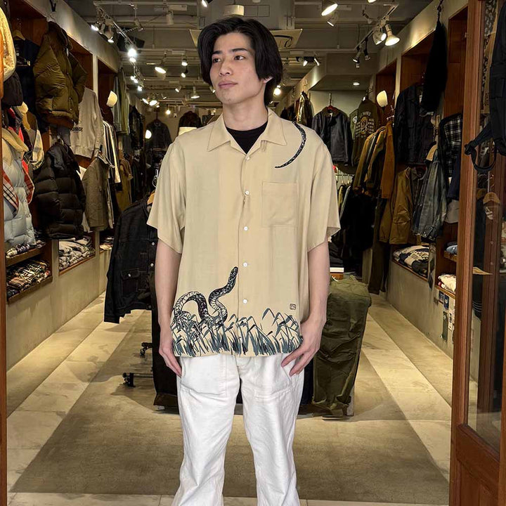 OLD JOE BRAND - ORIGINAL PRINTED OPEN COLLAR SHIRTS “Hebi” Short-sleeve - 251OJ-SH26