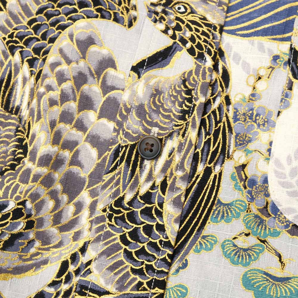 KOROMO ZAKURA - Southern Cross - Long-Sleeve Regular Shirt - Hawk depicted with Japanese traditional technique, KINSAI-style - SA1727