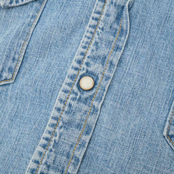 REMI RELIEF - DENIM WESTERN SHIRT - Small Flower Studs - RN2014SDP