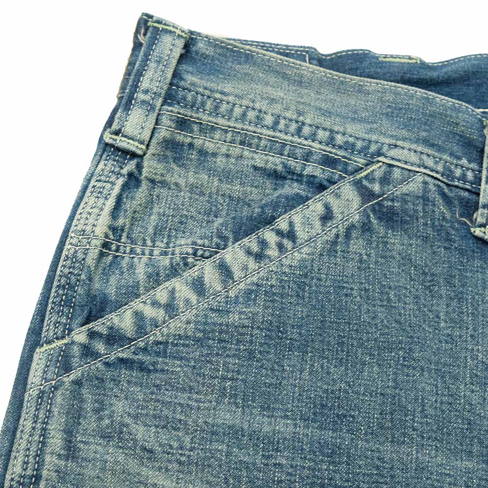 SUGAR CANE - 11oz. BLUE DENIM WORK SHORTS - AGED MODEL - SC52568