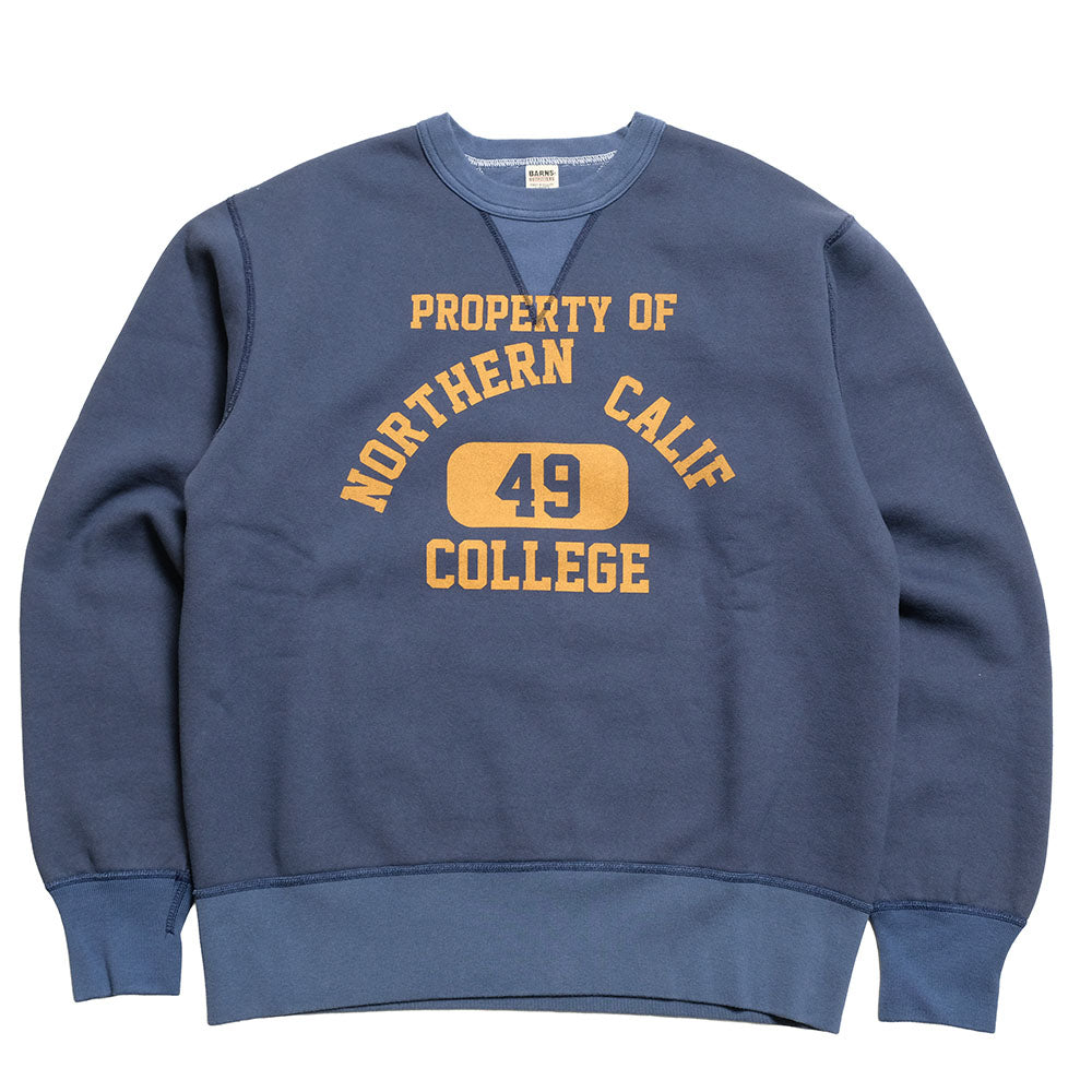 BARNS - HINOYA EXCLUSIVE - COZUN Gusset Crew Sweatshirt - NORTH CALIF COLLEGE - BR-3000HI