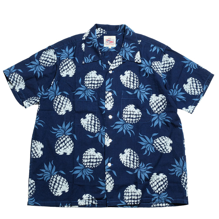 DUKE KAHANAMOKU - INDIGO COTTON HAWAIIAN SHIRT - DUKE'S PINEAPPLE - DK39641