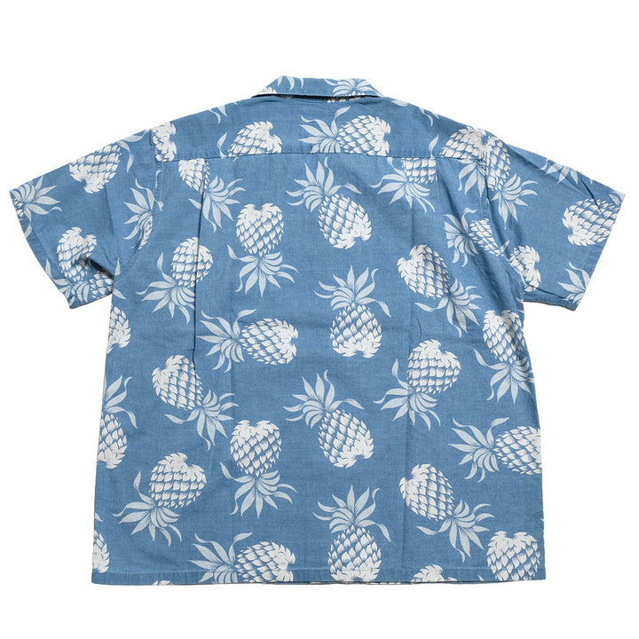 DUKE KAHANAMOKU - INDIGO COTTON HAWAIIAN SHIRT - DUKE'S PINEAPPLE - DK39641