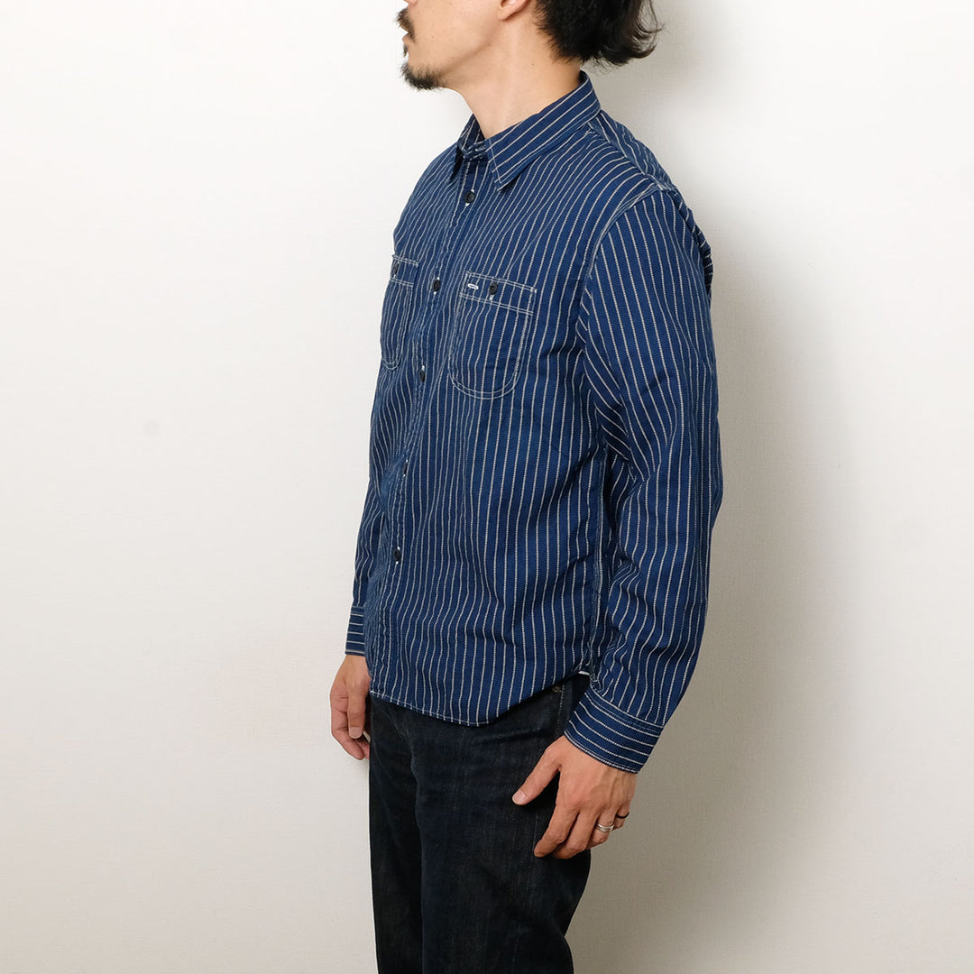 BURGUS PLUS - Beta Chambray Work Shirt - Wabash Stripe - HBP-300CHB-WB