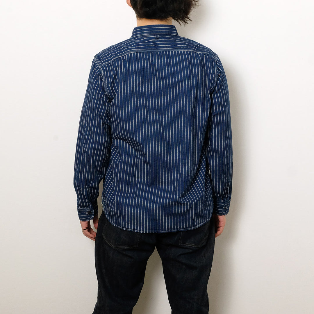 BURGUS PLUS - Beta Chambray Work Shirt - Wabash Stripe - HBP-300CHB-WB