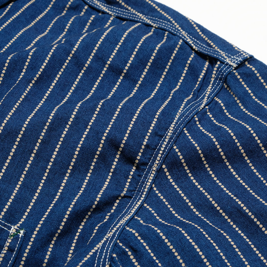 BURGUS PLUS - Beta Chambray Work Shirt - Wabash Stripe - HBP-300CHB-WB