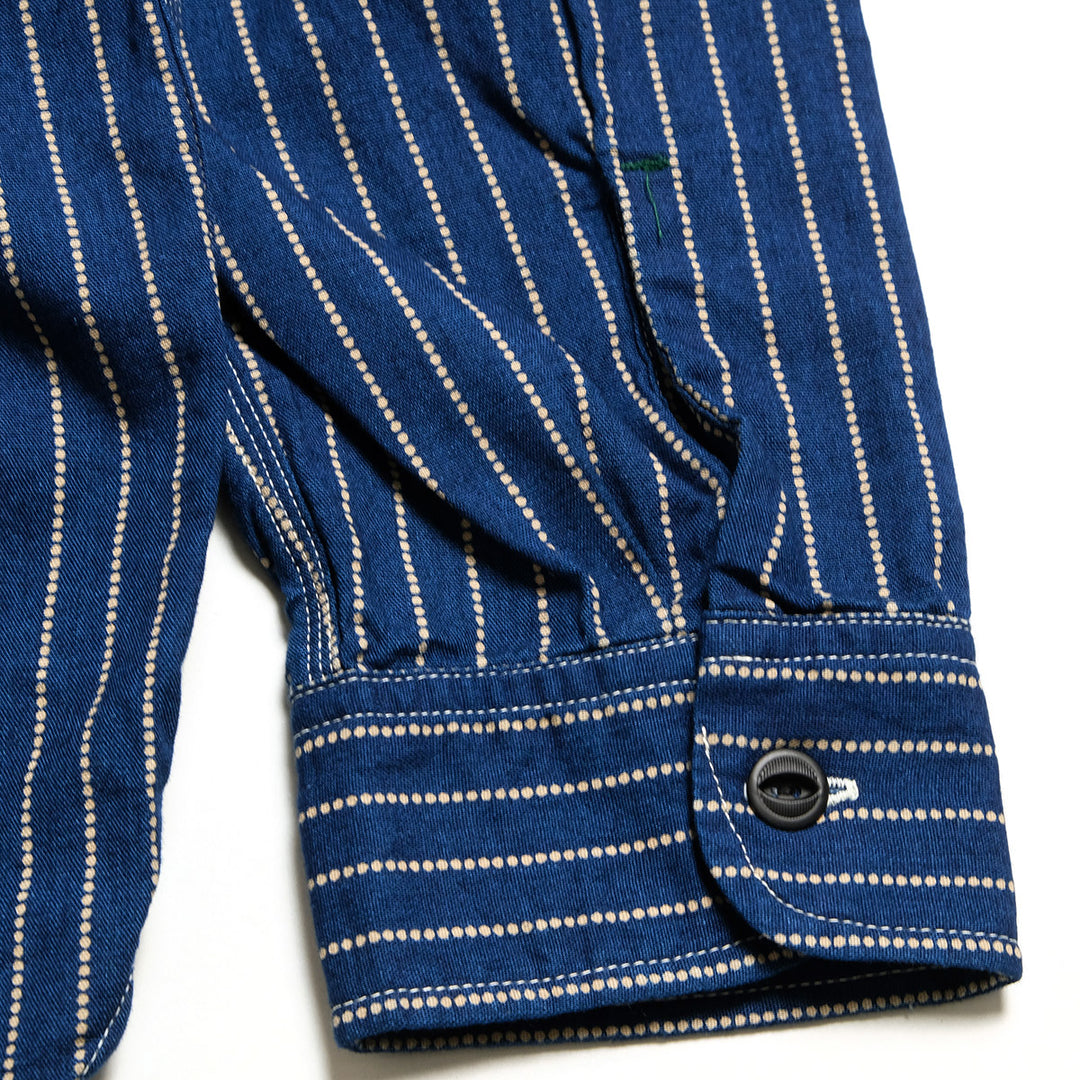 BURGUS PLUS - Beta Chambray Work Shirt - Wabash Stripe - HBP-300CHB-WB