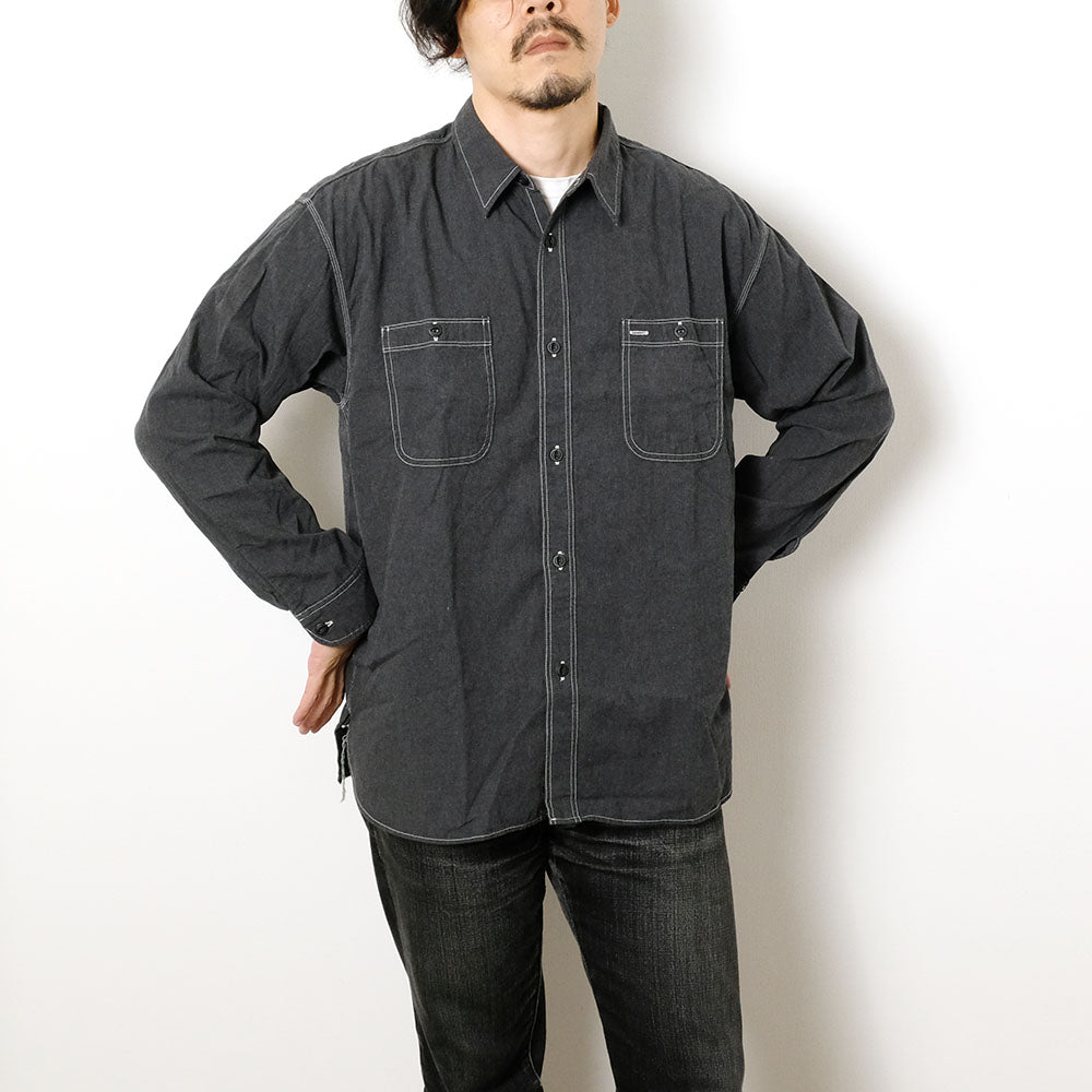 BURGUS PLUS - Beta Chambray Work Shirt Wide Silhouette - Heather Gray - HBP-300CHBWD