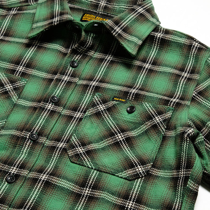 IRON HEART - UHF WORK SHIRT - GREEN CHECK - IHSH-406