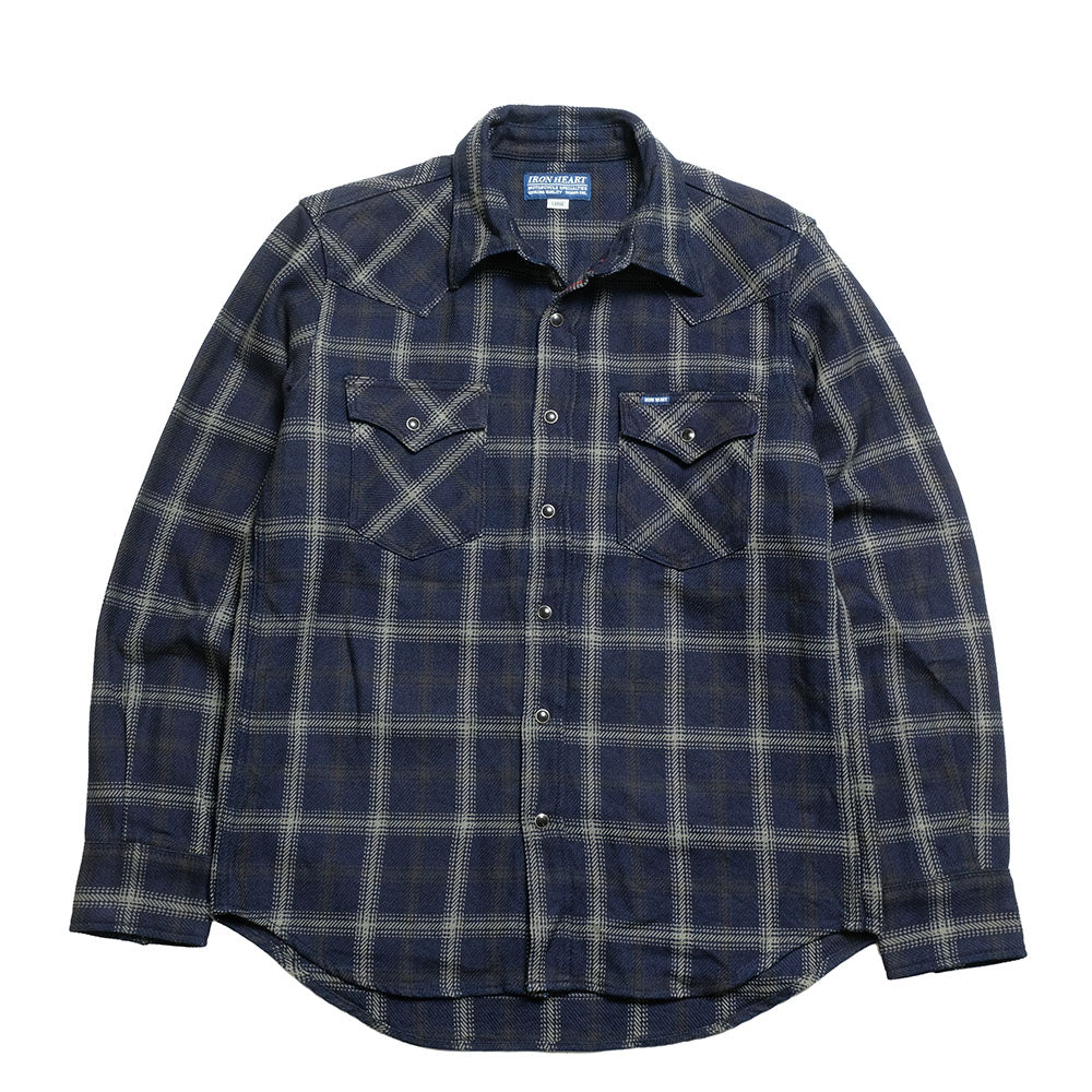 IRON HEART - INDIGO CHECK WESTERN SHIRT - IHSH-411
