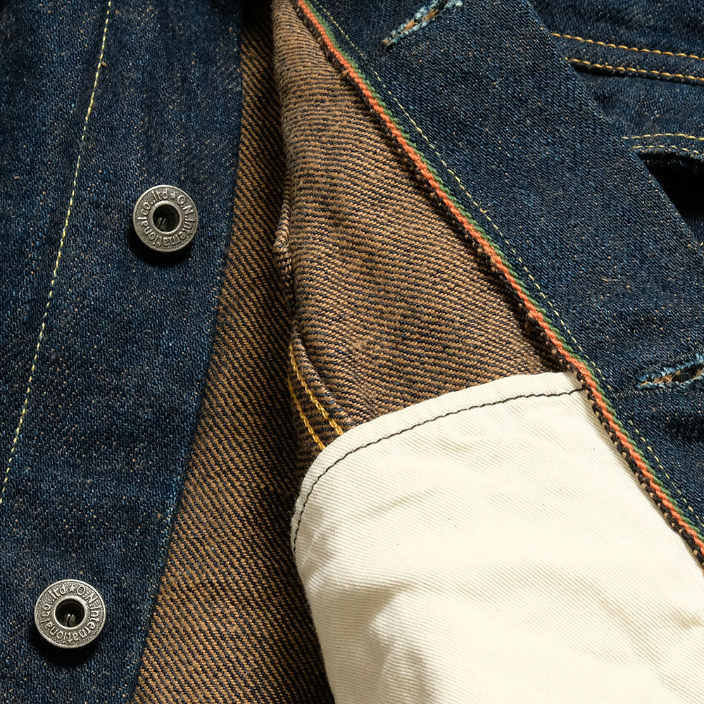 ONI DENIM - 20oz Secret Denim 歌舞伎耳 (緯糸柿渋色) - 3rd Type Denim Jacket - ONI-02527PKA-KBR