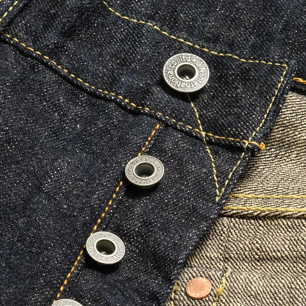 ONI DENIM - Regular Rise Neat Straight - 14oz. Indigo x Beige ONI Denim - 青鬼 - ONI-246-14