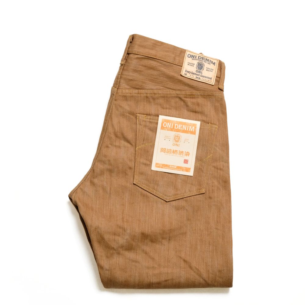 ONI DENIM - Regular Straight - 20oz Awa Kakishibu x Kinari Denim - ONI-275KAKI