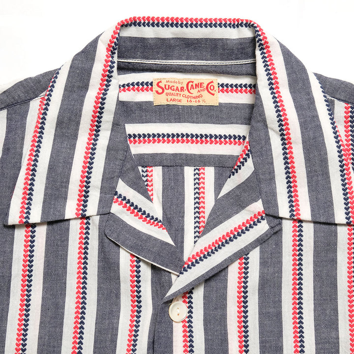 SUGAR CANE - HEART STRIPE OPEN SHIRT - SC39119
