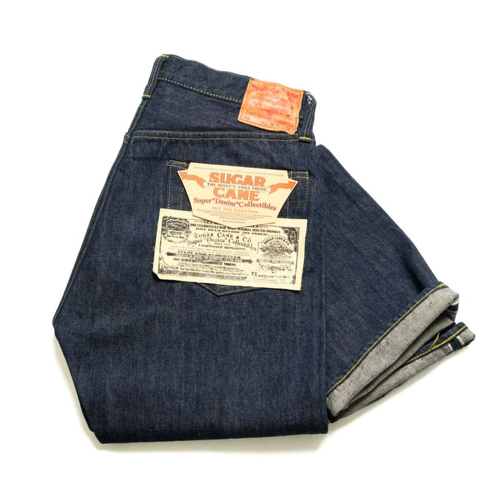 SUGAR CANE - Super - Denim - Collectibles #01 - 14oz. BLUE DENIM WAIST OVERALLS - S1945 - MODEL - SC49001