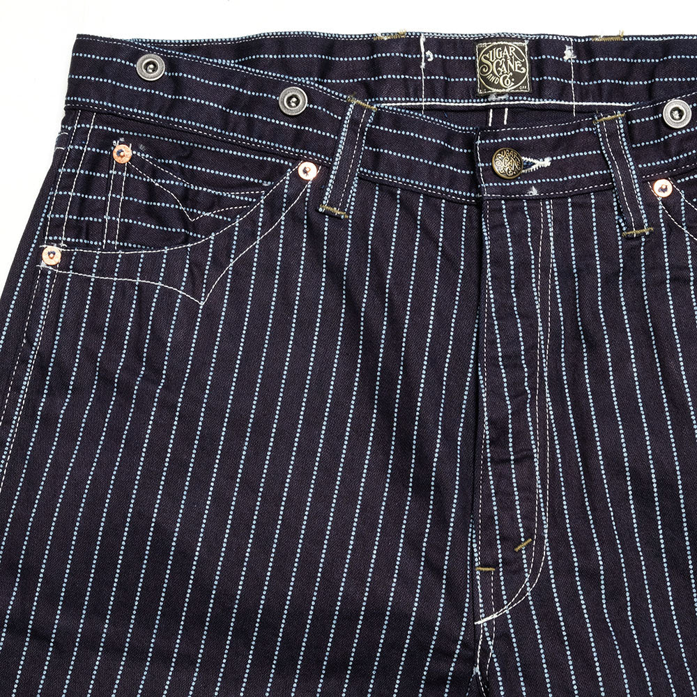 SUGAR CANE - FICTION ROMANCE 9oz. WABASH STRIPE ZIP FLY SHORTS - SC51443