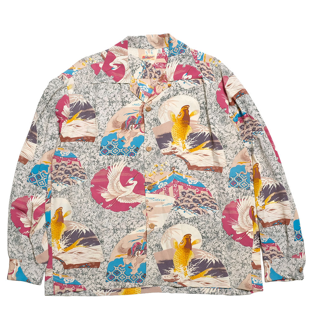 SUN SURF - L/S RAYON HAWAIIAN SHIRT - JAPANESE QUAINT DESIGN - SS29604