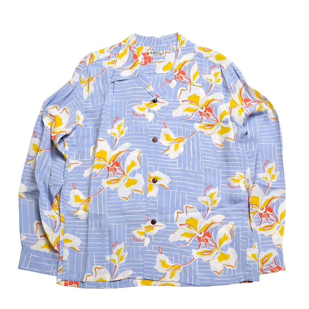 SUN SURF - L/S RAYON HAWAIIAN SHIRT - WHITE GINGER - SS29605