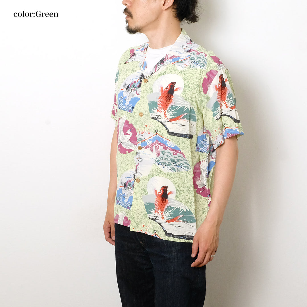 SUN SURF - S/S RAYON HAWAIIAN SHIRT - JAPANESE QUAINT DESIGN - SS39614