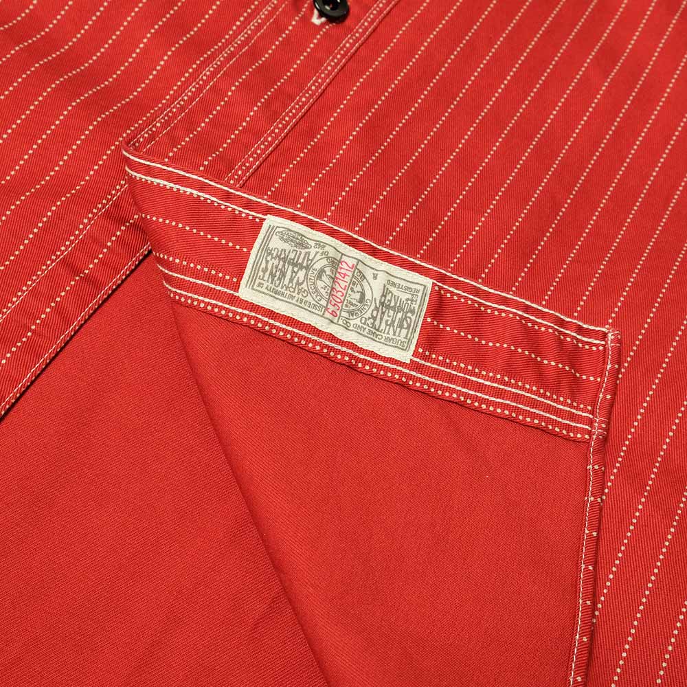 SUGAR CANE - Fiction Romance - 8.5oz. Red Wabash Stripe Work Shirt - SC28340