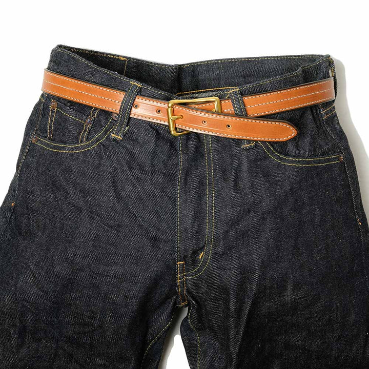 YUKETEN - Triple Stitched Belt Brown with Natural Stitch - 2849
