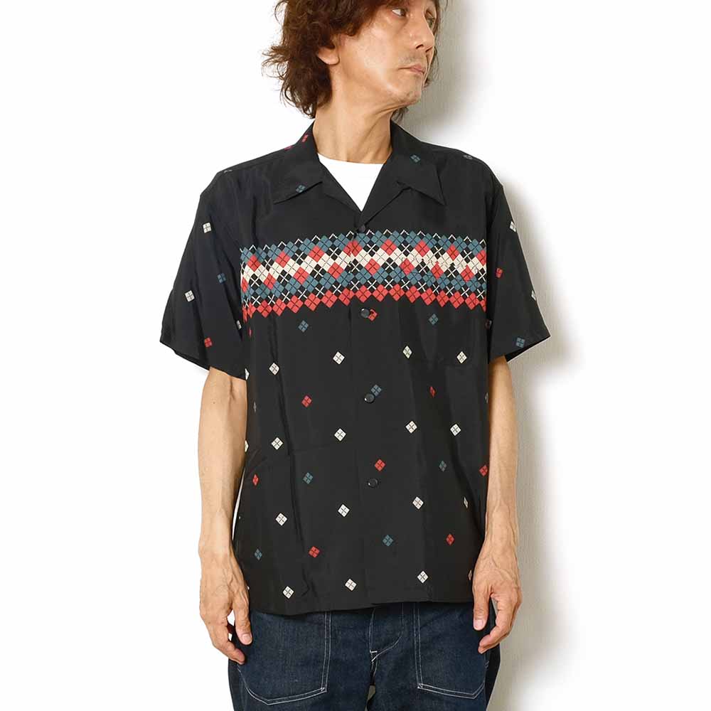 STAR OF HOLLYWOOD HIGH DENSITY RAYON S/S OPEN SHIRT ARGYLE SH38879