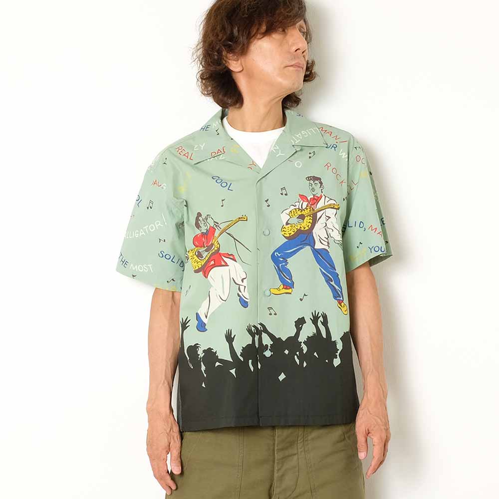 STAR OF HOLLYWOOD BROAD COTTON S/S OPEN SHIRT KING OF ROCK'NROLL SH38116