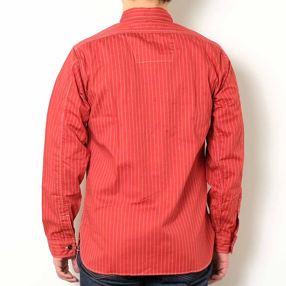 SUGAR CANE - Fiction Romance - 8.5oz. Red Wabash Stripe Work Shirt - SC28340