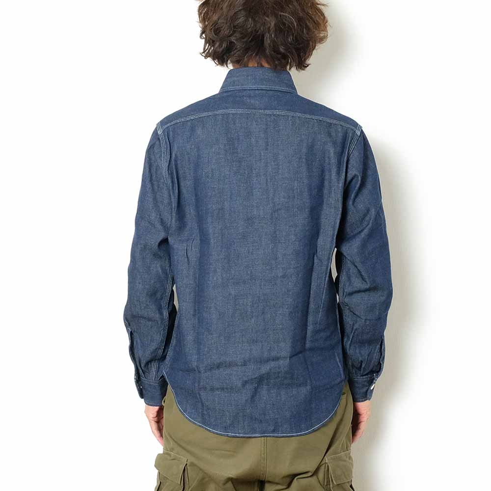 SUGAR CANE BLUE DENIM L/S WORK SHIRT SC27852