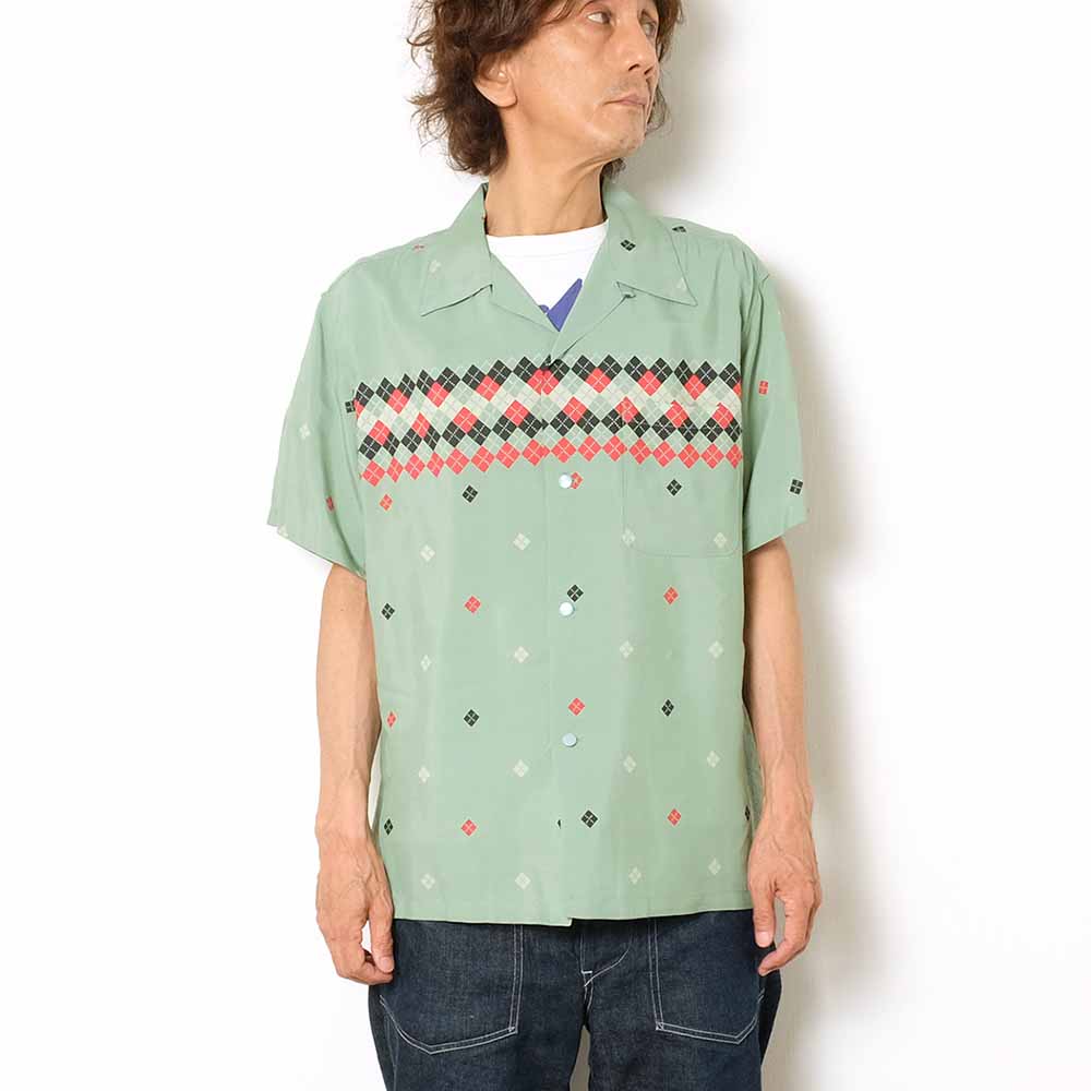 STAR OF HOLLYWOOD HIGH DENSITY RAYON S/S OPEN SHIRT ARGYLE SH38879