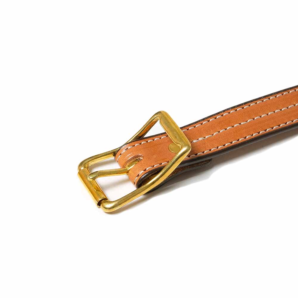 YUKETEN - Triple Stitched Belt Brown with Natural Stitch - 2849