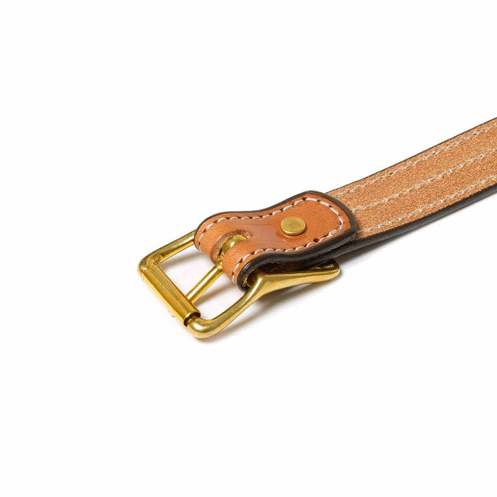 YUKETEN - Triple Stitched Belt Brown with Natural Stitch - 2849