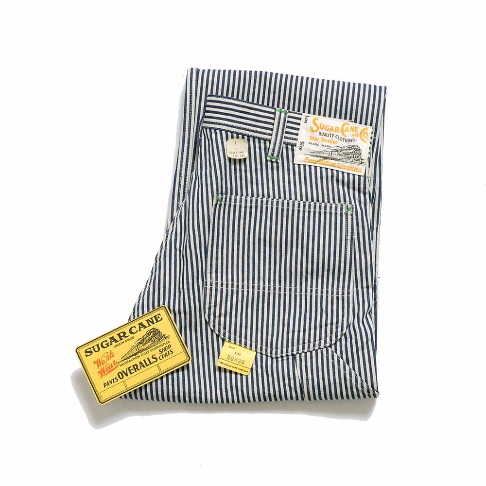 SUGAR CANE 11oz.HICKORY STRIPE WORK PANTS SC41823