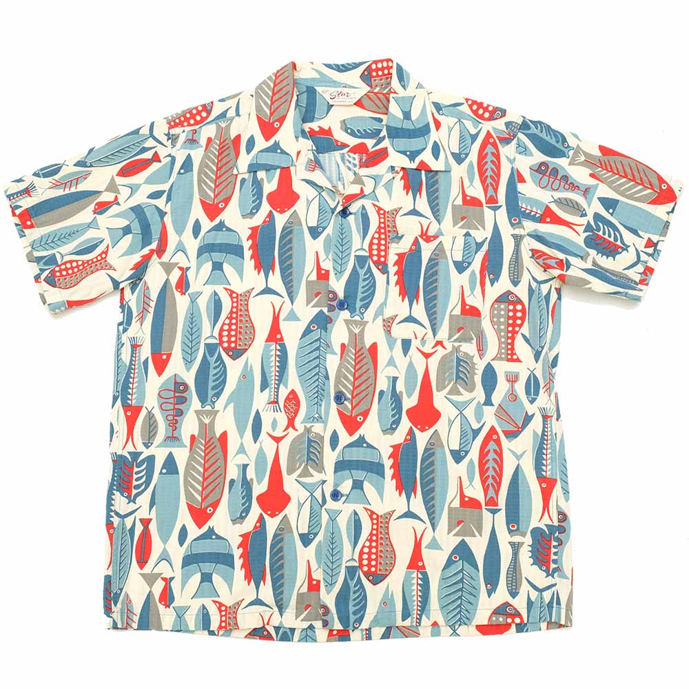 STAR OF HOLLYWOOD DOBBY COTTON S/S OPEN SHIRT FISH SH38882