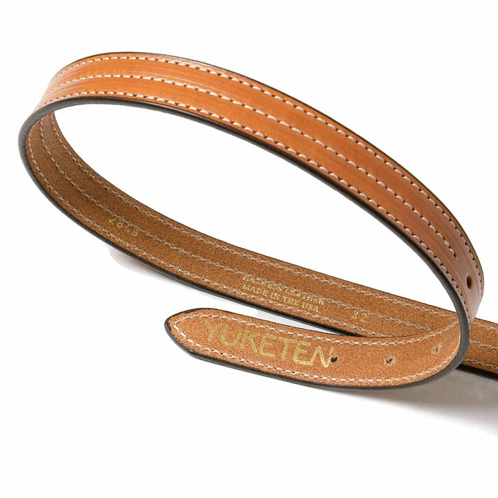 YUKETEN - Triple Stitched Belt Brown with Natural Stitch - 2849