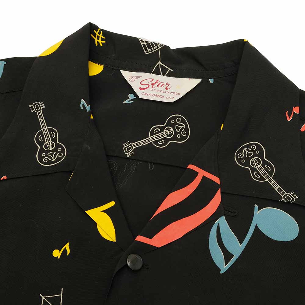 STAR OF HOLLYWOOD - HIGH DENSITY RAYON L/S OPEN SHIRT - ROCKIN' NOTES - SH29083