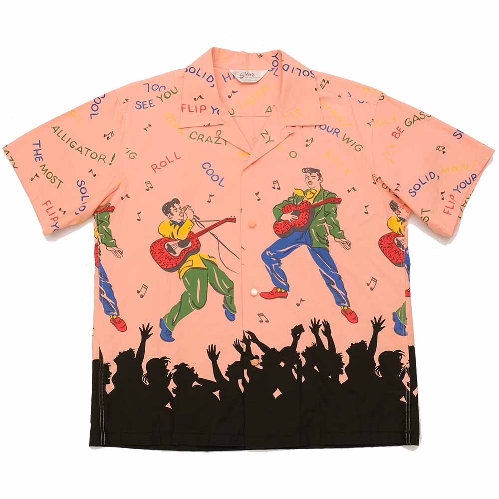 STAR OF HOLLYWOOD BROAD COTTON S/S OPEN SHIRT KING OF ROCK'NROLL SH38116