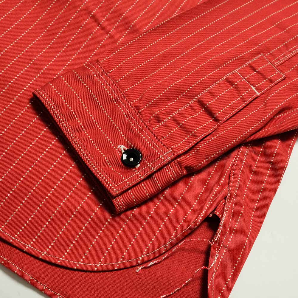 SUGAR CANE - Fiction Romance - 8.5oz. Red Wabash Stripe Work Shirt - SC28340