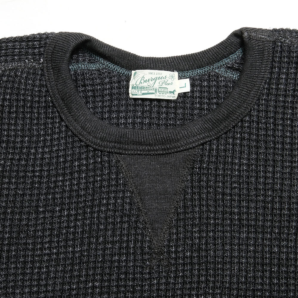 Burgus Plus - L/S Waffle Tee - Black Dye - HBP-015ID-BK
