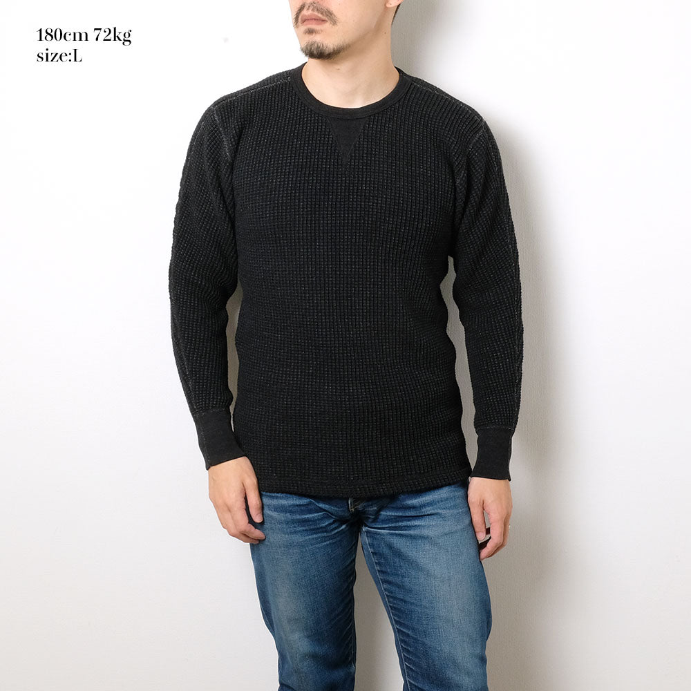 Burgus Plus - L/S Waffle Tee - Black Dye - HBP-015ID-BK