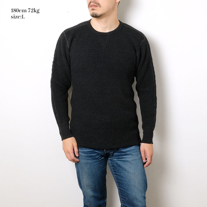 Burgus Plus - L/S Waffle Tee - Black Dye - HBP-015ID-BK