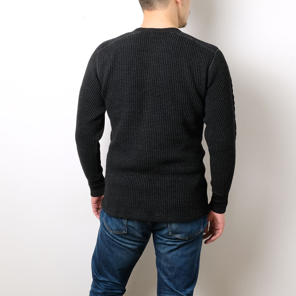 Burgus Plus - L/S Waffle Tee - Black Dye - HBP-015ID-BK