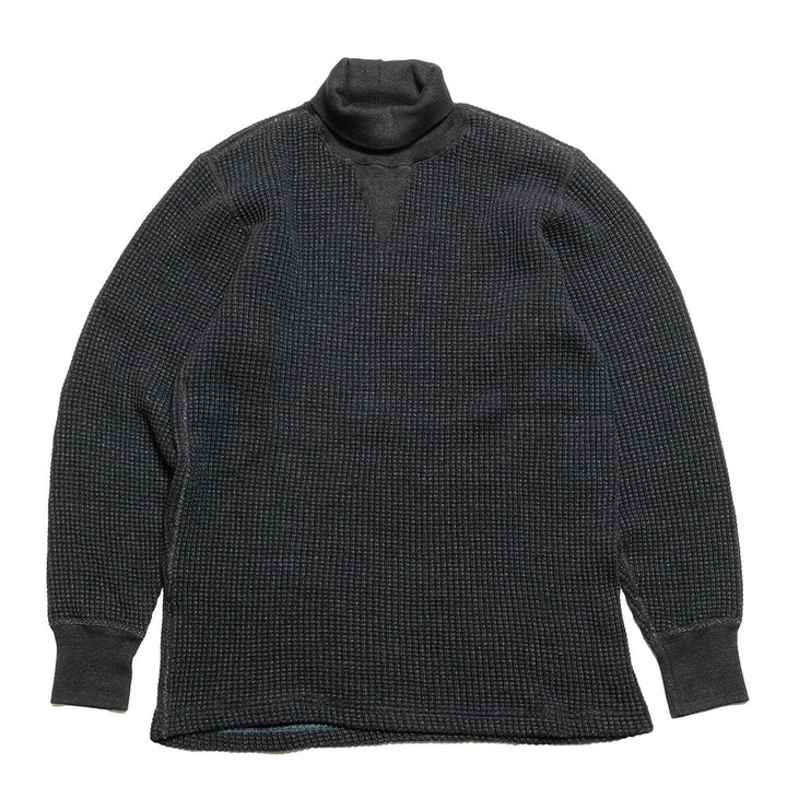 BURGUS PLUS - L/S Turtle Neck Waffle Tee - Black Dye - HBP-015TNID-BK