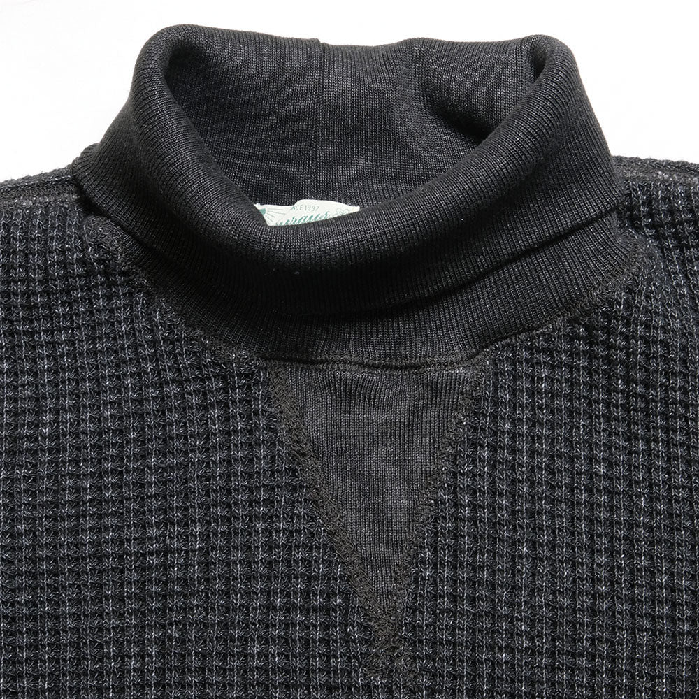 BURGUS PLUS - L/S Turtle Neck Waffle Tee - Black Dye - HBP-015TNID-BK