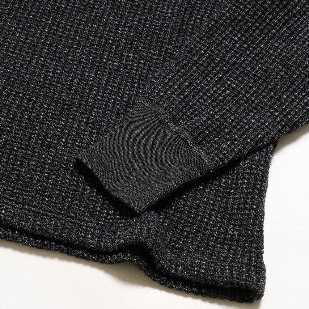 BURGUS PLUS - L/S Turtle Neck Waffle Tee - Black Dye - HBP-015TNID-BK