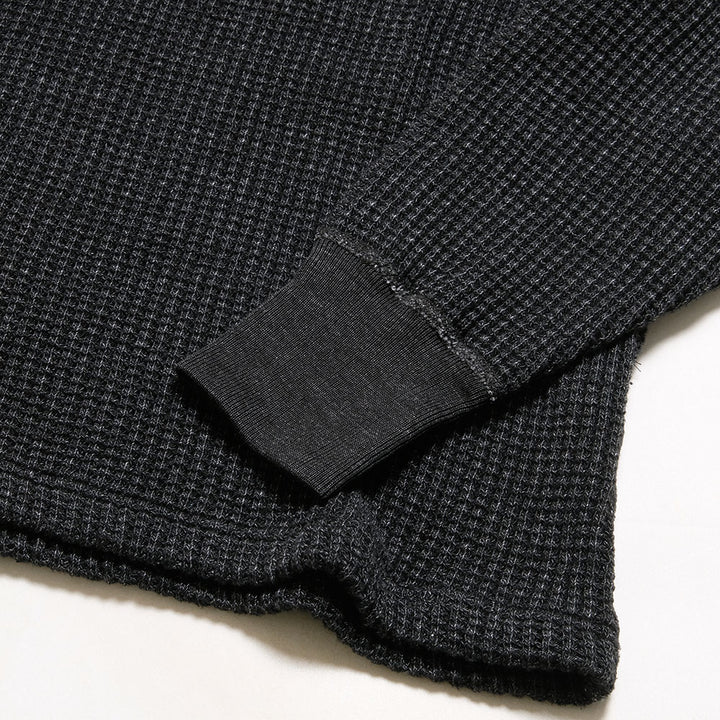 BURGUS PLUS - L/S Turtle Neck Waffle Tee - Black Dye - HBP-015TNID-BK