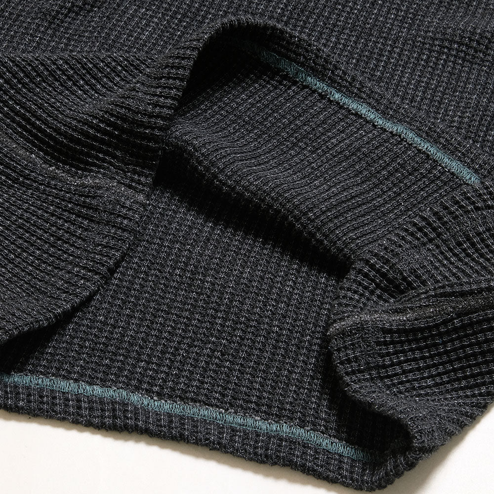 BURGUS PLUS - L/S Turtle Neck Waffle Tee - Black Dye - HBP-015TNID-BK