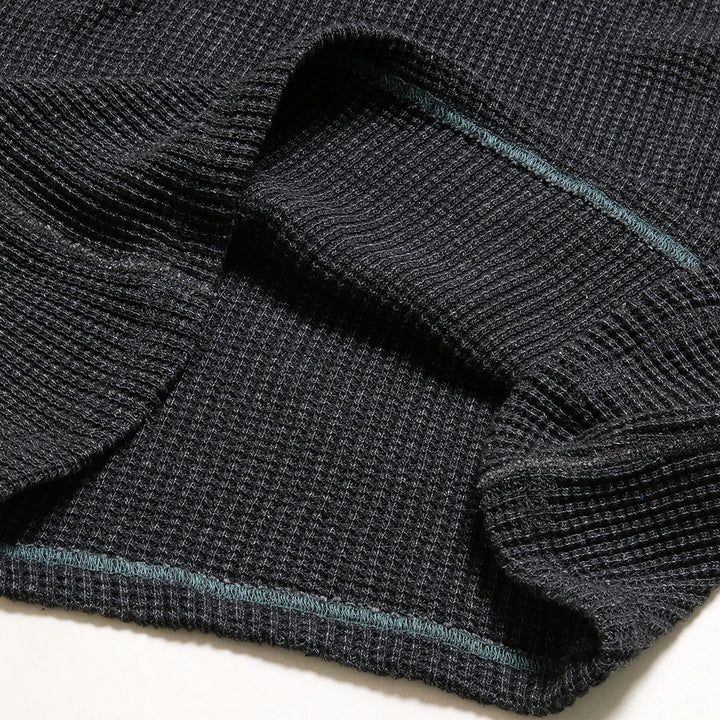 BURGUS PLUS - L/S Turtle Neck Waffle Tee - Black Dye - HBP-015TNID-BK