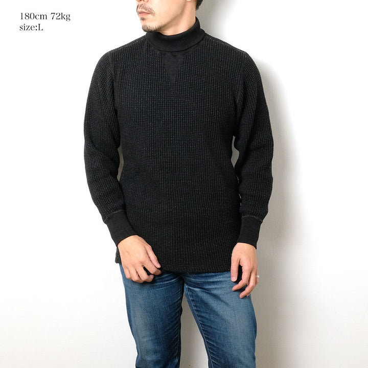 BURGUS PLUS - L/S Turtle Neck Waffle Tee - Black Dye - HBP-015TNID-BK